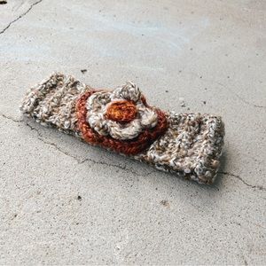 Handmade Beige and Orange Flower Headband